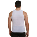 Men's hollow out mesh tank top – sheer lightweight sleeveless shirt with V-neck White color by IS PRO USA