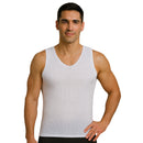 Men's hollow out mesh tank top – sheer lightweight sleeveless shirt with V-neck White color by IS PRO USA