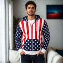 American Flag Men's Long Sleeve Zip-Up Hoodie Jacket - 155119
