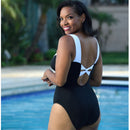 InstantFigure Plus Size Contrast Trim One Piece Swimsuit 13496PC, Socorro, New Mexico, NM