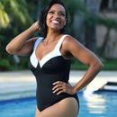 Contrast Trim One Piece Swimsuit Plus Size, Laguna Niguel, CA