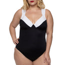 InstantFigure Plus Size Contrast Trim One Piece Swimsuit 13496PC, Garland, Texas, TX