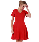 InstantFigure Short V-neck flared skirt Panel dress 16808M