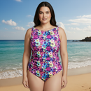 InstantFigure Fancy Floral High-Neck One-Piece Swimsuit 27591
