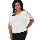 V-Neck Curvy Plus Size Top with Lace Inset 3532104C