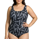InstantFigure Feathers One Piece Basic Scoop Tank Swimsuit 78310P