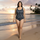 InstantFigure Feathers One Piece Basic Scoop Tank Swimsuit 78310P