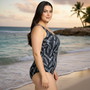 InstantFigure Feathers One Piece Basic Scoop Tank Swimsuit 78310P