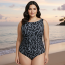 InstantFigure Feathers High-Neck One-Piece Swimsuit 78591P