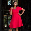 InstantFigure Short V-neck flared skirt Panel dress 16808M, Concord, North Carolina, NC