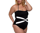 InstantFigure Plus Size Contrast Twist Front One Piece Swimsuit 13559PC, Camden, New Jersey, NJ