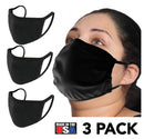 3PK Unisex Mask Black Fully Lined Reusable Cotton Face Mask 168M2183, Glendale, Arizona, AZ