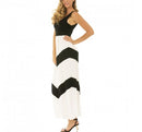 Maxi dress contrast chevron striped skirt 153055
