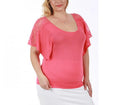 V-Neck Curvy Plus Size Top with Lace Inset 3532104C, Cypress, California, CA