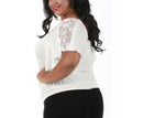 V-Neck Curvy Plus Size Top with Lace Inset 3532104C, San Clemente, California, CA
