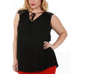 Curvy Plus Size Sleeveless V Neck Top Front Tie 3532464C, Palm Beach, Florida, FL