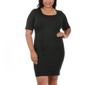 InstantFigure Curvy Plus Size Short Slimming Dress W/Short Sleeves WDA027C