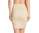 Back view of the InstantFigure nude Compression Slip Skirt on a model, emphasizing its smooth silhouette and effectiveness in flattening the tummy. US made women compression Shapewear Slip Skirt, BRONX, New York, NY