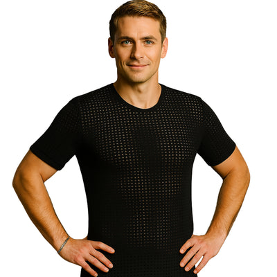 Insta Slim Men's Hollow-Out Mesh Short Sleeve Crewneck T-Shirt – 103TS0001