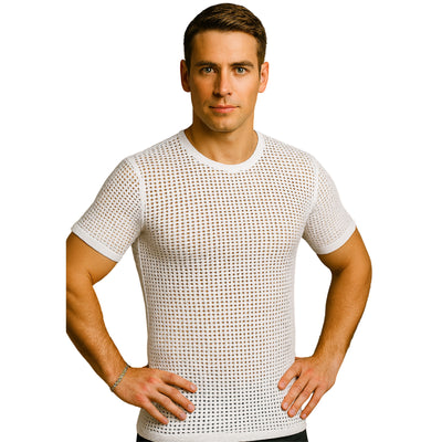 Insta Slim Men's Hollow-Out Mesh Short Sleeve Crewneck T-Shirt – 103TS0001