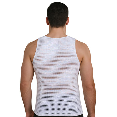 Insta Slim IS PRO Hollow Out Breathable Lightweight Mesh Muscle Tank, White color, 103MS0001