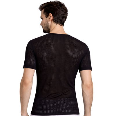Insta Slim Men's Hollow-Out Mesh Short Sleeve V-Neck – 103VS0001