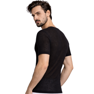 Insta Slim Men's Hollow-Out Mesh Short Sleeve V-Neck – 103VS0001