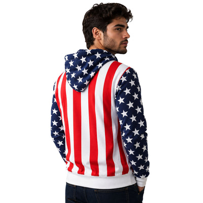 American Flag Men's Long Sleeve Zip-Up Hoodie Jacket - 155119