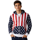American Flag Men's Long Sleeve Zip-Up Hoodie Jacket - 155119