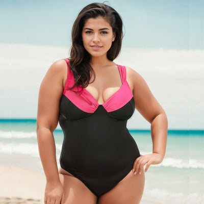 InstantFigure Contrast Trim One Piece Swimsuit 13496P