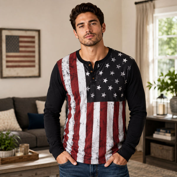 Men's Patriotic Thermal Henley 155000
