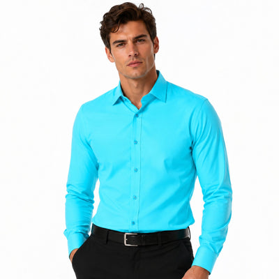 Insta Slim Button Down Slim-Fit Dress Solid Shirt 155304