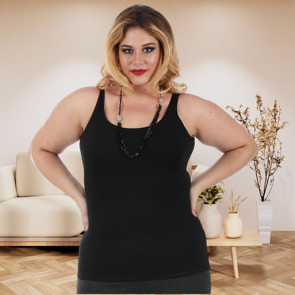 InstantFigure Curvy Plus Size Casual Scoop Neck Tank Top 168021C