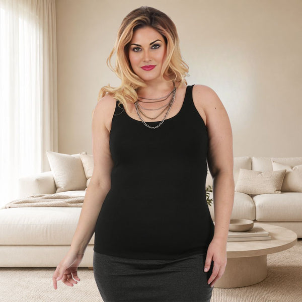 InstantFigure Curvy Plus Size Casual Empire Seam Tank Top 168042C