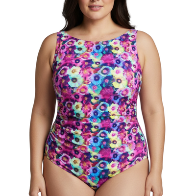 InstantFigure Fancy Floral High-Neck One-Piece Swimsuit 27591P