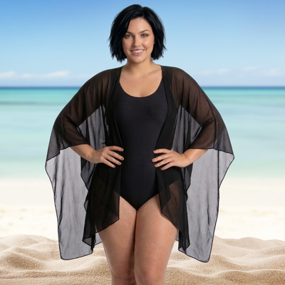 InstantFigure InstaWrap Sheer Mesh Long Shawl Coverup 33COLS