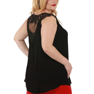 Curvy Plus Size Sleeveless V Neck Top Front Tie 3532464C