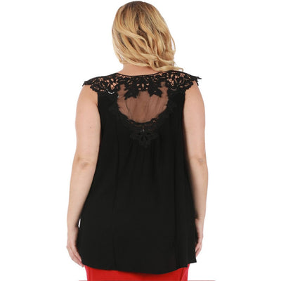 Curvy Plus Size Sleeveless V Neck Top Front Tie 3532464C