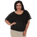 V-Neck Curvy Plus Size Top with Lace Inset 3532104C
