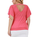 V-Neck Curvy Plus Size Top with Lace Inset 3532104C