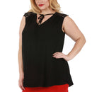 Curvy Plus Size Sleeveless V Neck Top Front Tie 3532464C