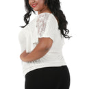 V-Neck Curvy Plus Size Top with Lace Inset 3532104C