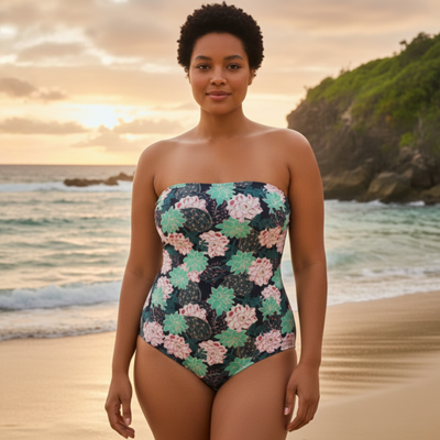InstantFigure New Succulent Bandeau One-Piece Swimsuit 71624P