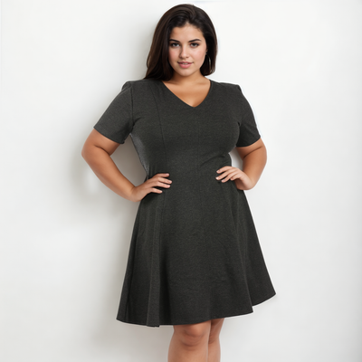 InstantFigure Curvy Plus Size Short V-neck Panel dress 16808MC