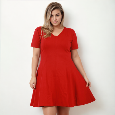 InstantFigure Curvy Plus Size Short V-neck Panel dress 16808MC