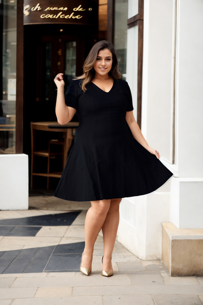 InstantFigure Curvy Plus Size Short V-neck Panel dress 16808MC