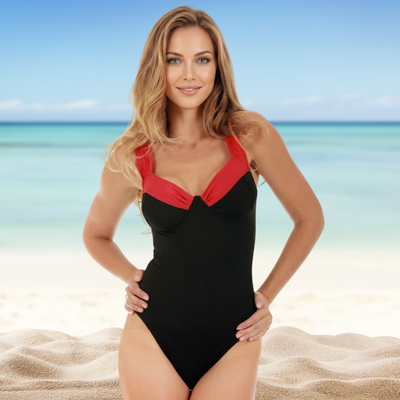 InstantFigure Contrast Trim One Piece Swimsuit 13496P