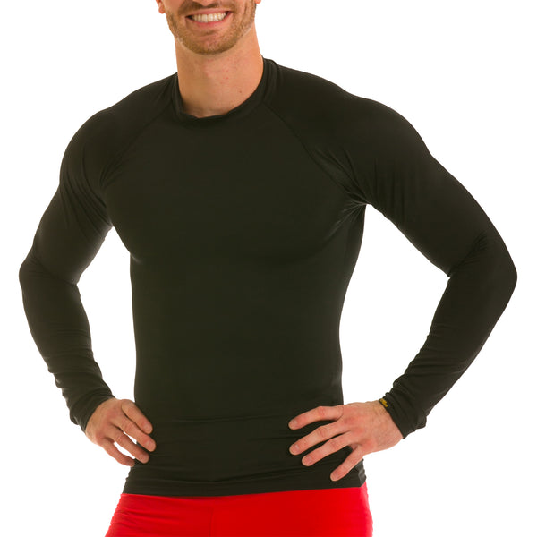 Insta Slim black compression shirt for men, tummy control, hides men boobs perfectly. men compression garment 