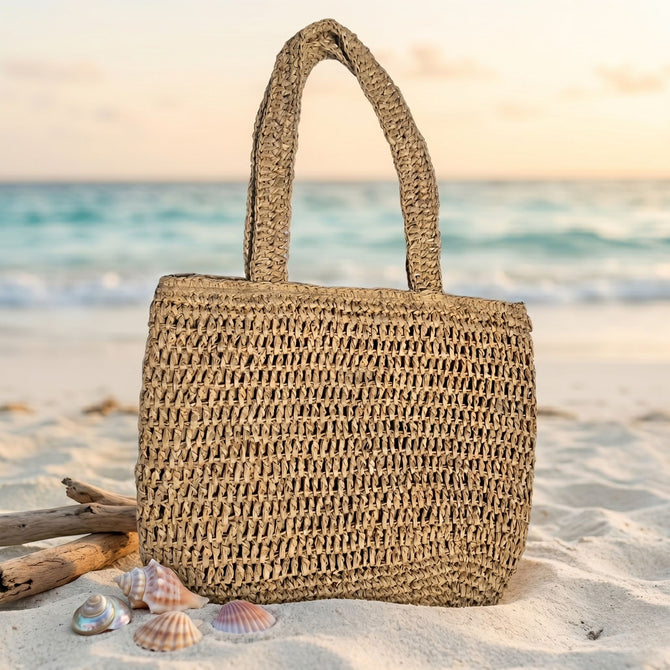 Woven Straw Tote Bag – Lightweight Everyday & Beach Carryall MMA8672
