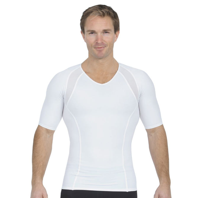 Insta Slim Compression Side & Back Power Mesh Panel V_Neck Shirt VS2307